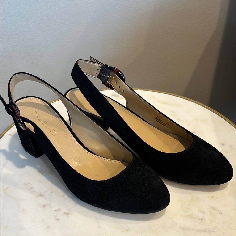 Talbots Black Slingback Heels